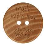 Bouton en bois fait avec amour 25 mm