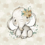 french terry - Bébé Éléphant beige 40 x 50 cm