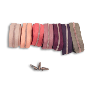 Fermeture éclair sans fin rencontrée. couleur cuivre 4 mm 1 m incl. 3 fermetures éclair
