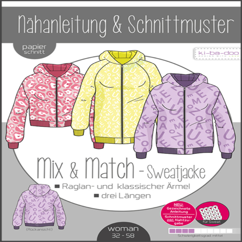 Ki-Ba-Doo women's mix & match sweatshirt jacket Ki-Ba-Doo women's mix & match sweatshirt jacket