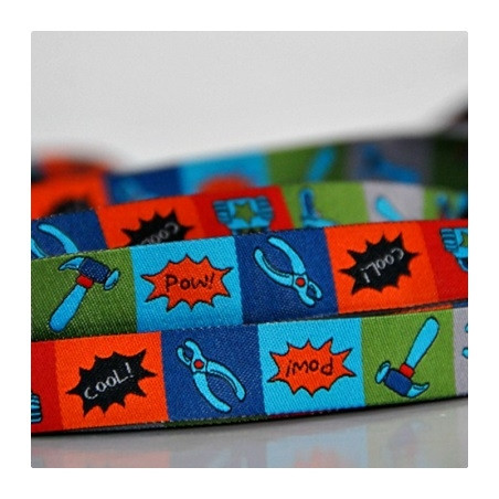 Woven ribbon - Tool Mix turquoise on colorful