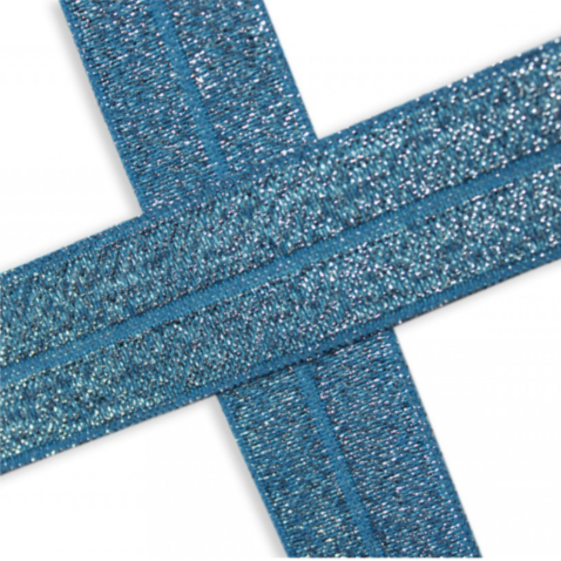 Elastic edging tape turquoise glitter (qt)