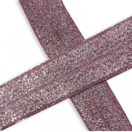 Ruban de bordure élastique à paillettes rose ancien (qt)