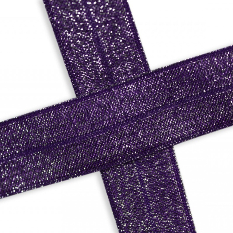 Elastic edging tape purple glitter (qt)