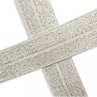 Elastic edging tape off-white glitter (qt)
