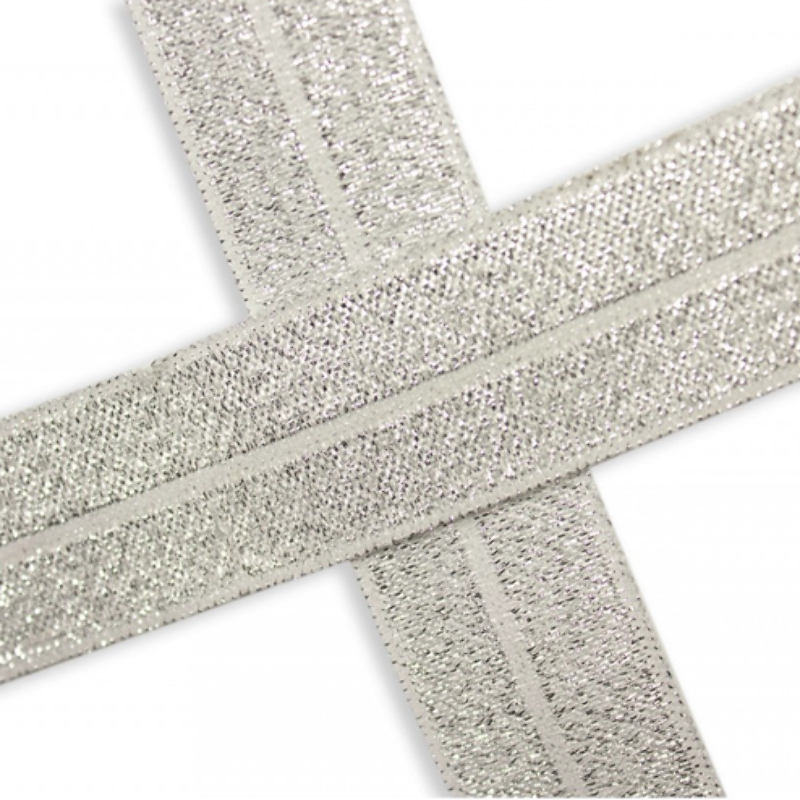 Elastic edging tape off-white glitter (qt)