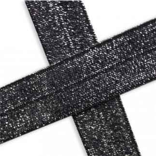 Elastic edging tape anthracite glitter (qt)