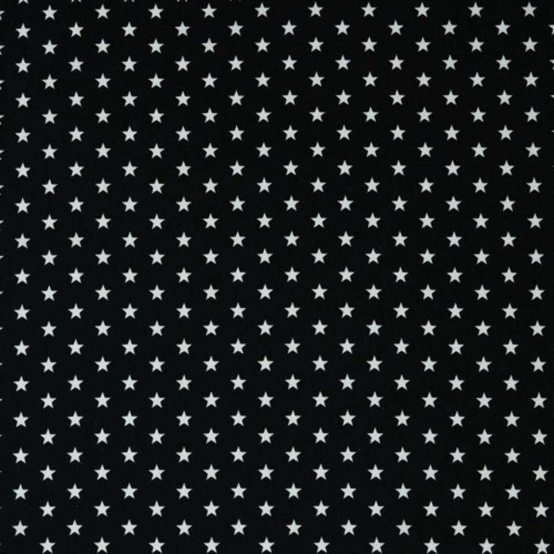 Poplige coton tissé - Petites étoiles noir