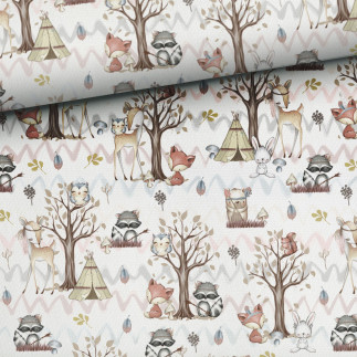 French Terry - Chevron Forest Friends all together offwhite
