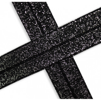 Elastic edging tape black glitter (qt)