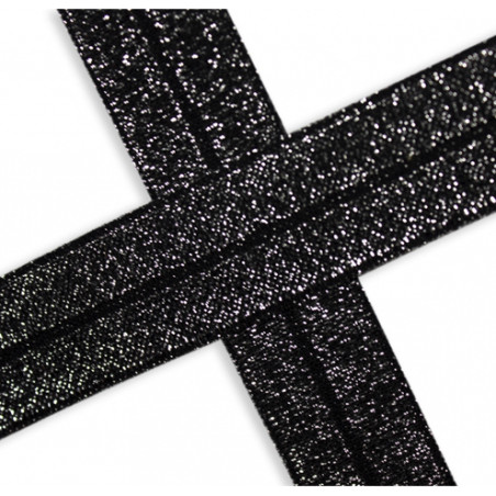 Elastic edging tape black glitter (qt)