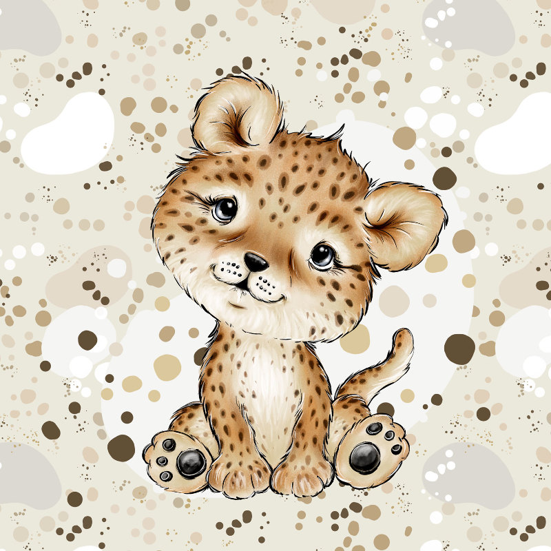 French Terry - Baby cheetah beige 40 x 50 cm