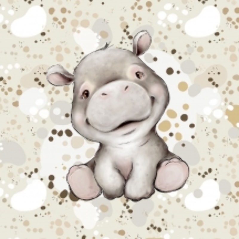 french terry - Bébé Hippo beige 40 x 50 cm