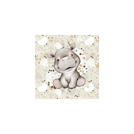 French Terry - Bébé Hippo beige 40 x 50 cm