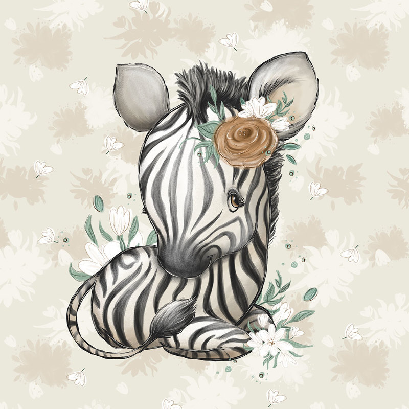 french terry - Bébé Zèbre beige 40 x 60 cm