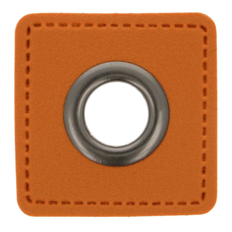 Eyelet patches hellbrown 11mm gunmetal