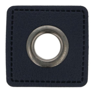 Œillet sur simili cuir bleu marine 11 mm bronze