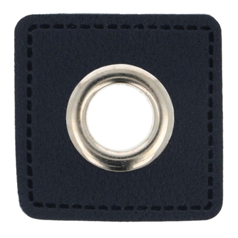 Patchs à œillets - bleu marine 11 mm argent