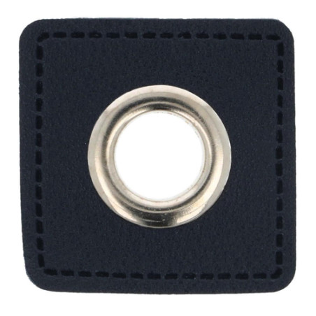 Öse auf Kunstleder navy 11mm silber