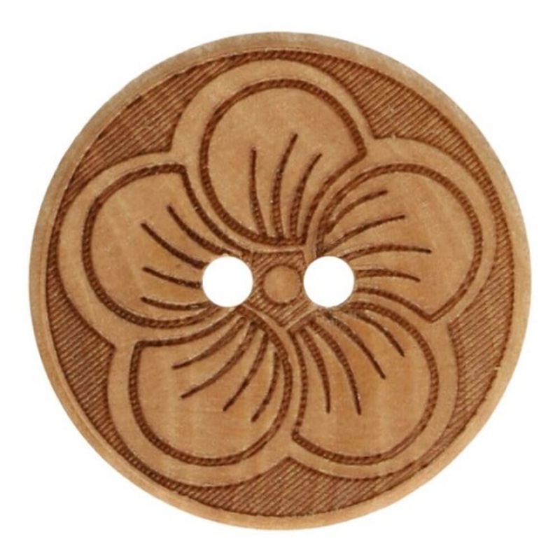 Wooden button flower 25mm