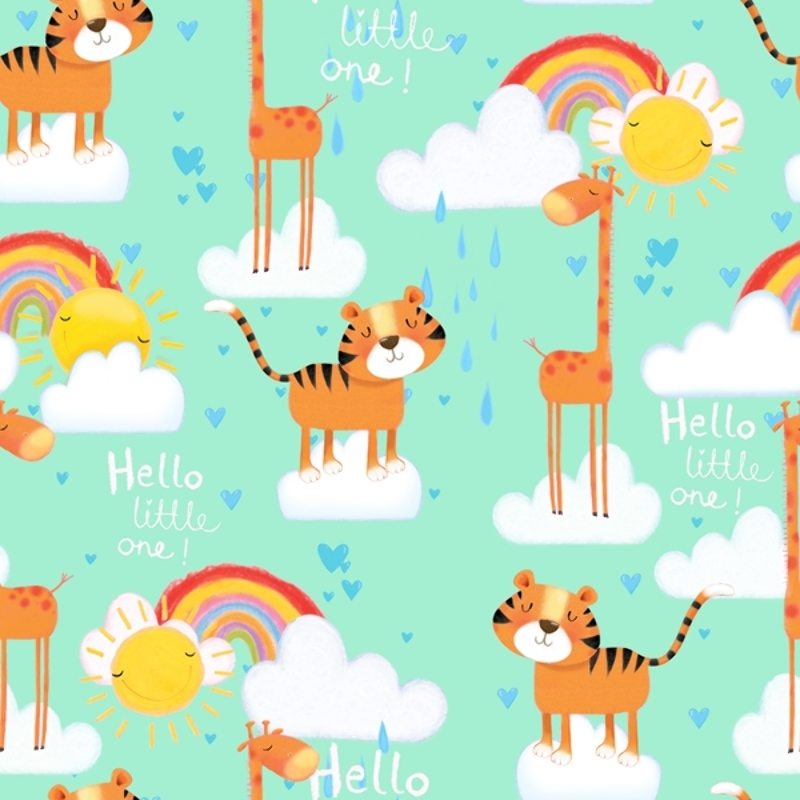 Leftover - flannel - Welcome to the Jungle mint 72cm