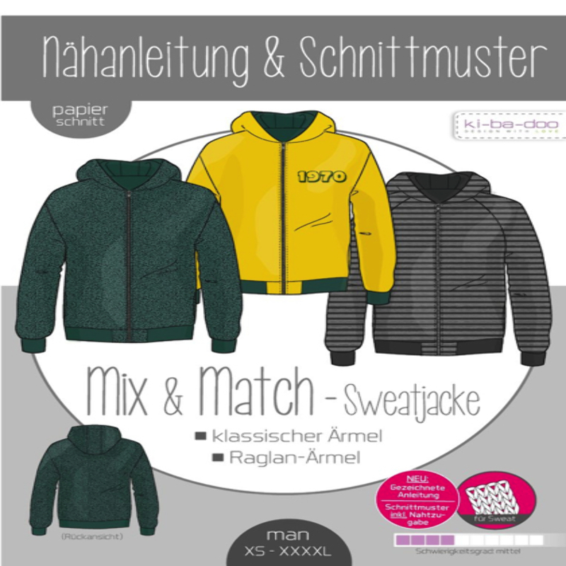 Ki-Ba-Doo men's mix & match sweatshirt jacket