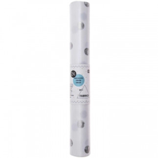 Oilcloth PVC - Coupon Dots silver on white, 25 x 70cm