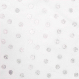 Wachstuch PVC - Coupon Punkte silber auf weiss, 25 x 70cm