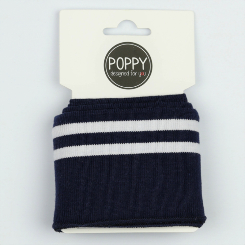 Manchette Poppy - bleu marine / blanc