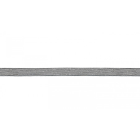 Cordon plat Lurex - 8 mm gris / argent