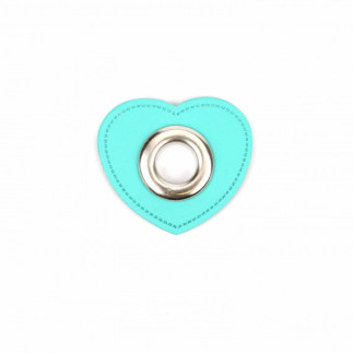 Œillet sur simili cuir cœur émeraude 11 mm argent