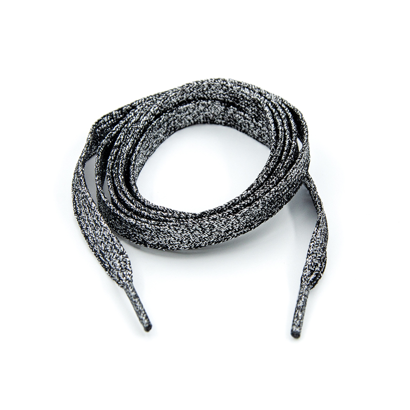 Finished cord 10mm  - metallic black / silver 120cm