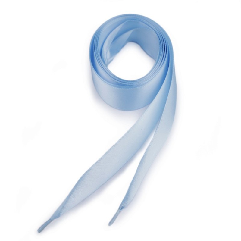 Cordon fini satin 19mm  - bleu clair 110cm