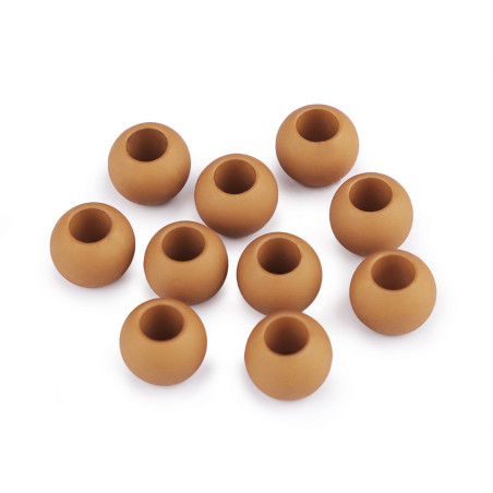 Perles à gros trous 10 x 12 mm - marron 1 pièce.