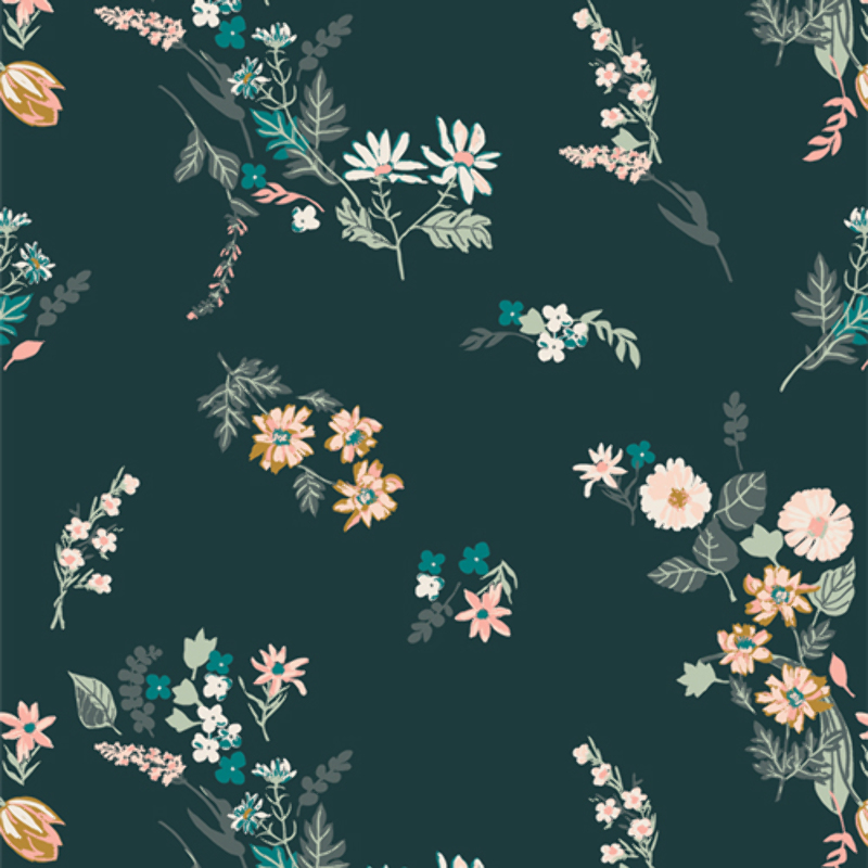 Art Gallery - Shine On Flowers teal