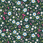 Coton tissé bio - Cotton Steel Wildflower field vert foncé