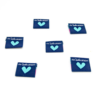Woven Label - Urmelis Stoffwelt - Heart "made with love" navy