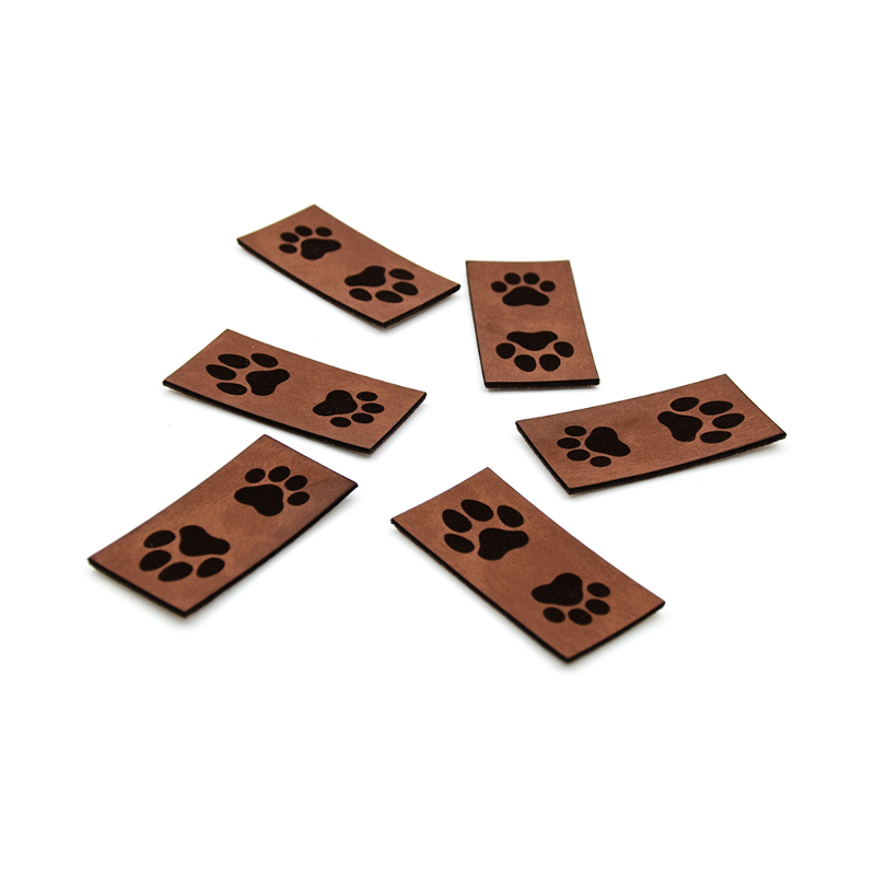 Artificial Leather Label foldable - Urmeli - Paw dark brown