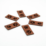 Artificial Leather Label foldable - Urmeli - Paw dark brown