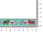 Ruban tissé - vaches turquoise clair