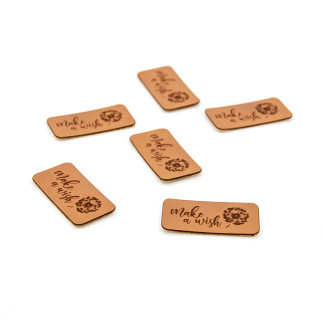 Faux leather label - Urmeli - Make a wish dandelion brown