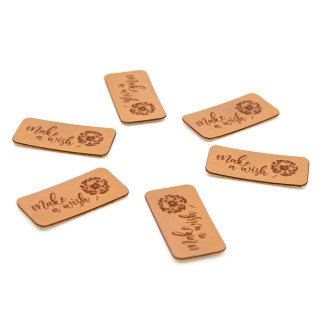 Faux leather label - Urmeli - Make a wish dandelion brown