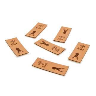 Étiquette pliable en similicuir - Urmeli - bois de cerf marron