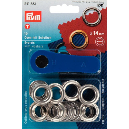 Prym eyelets and washers 14mm silver