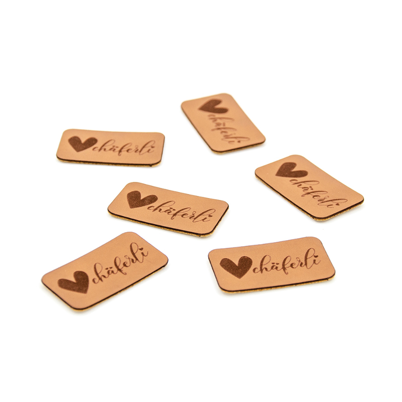 Étiquette similicuir - Urmeli - Heart Chäferli marron