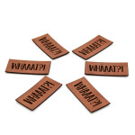 synthetic leather label - Urmeli - WHAAAT?! dark brown