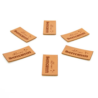 Faux leather label - Urmeli - small pants keeper brown