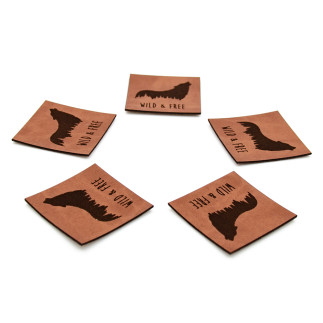 Étiquette similicuir XL - Urmeli - Wolf Wild & Free marron foncé