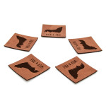 Étiquette similicuir XL - Urmeli - Wolf Wild & Free marron foncé