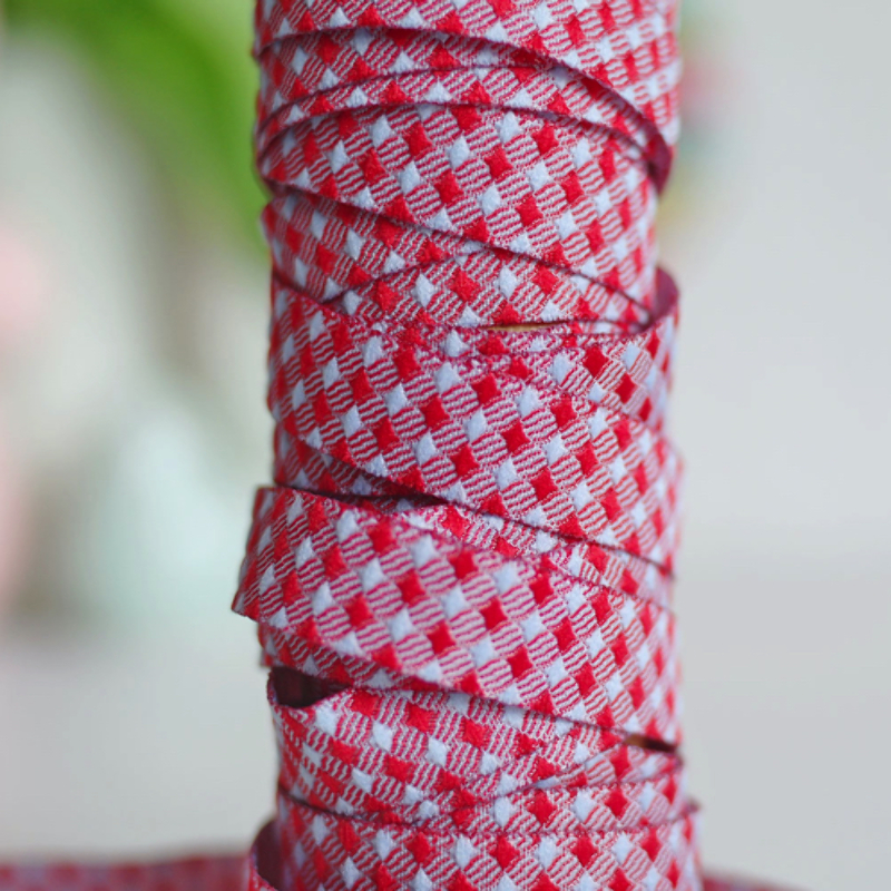 Woven ribbon - Retro check cherry red